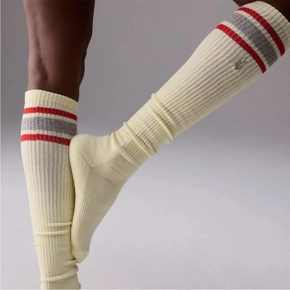 FP Movement by Free People Knee High Logo Stripe Socks One Size NWT